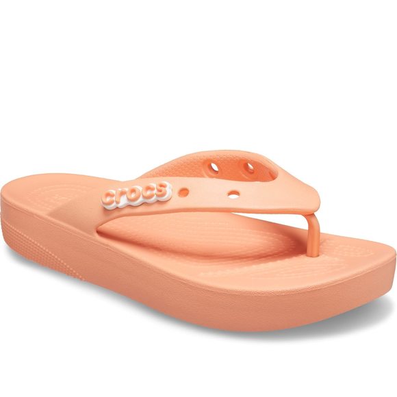 CROCS WOMEN'S CLASSIC FLIP FLOPS, PLATFORM SANDALS, PAPAYA, NUMERIC_7 - Picture 1 of 2